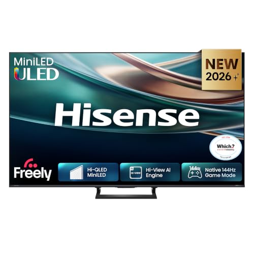 Hisense 85 85Q8STUK MiniLED 144Hz 4K Ultra HD AI Smart TV with Freely, Netflix, Disney+ and YouTube - Hi-QLED MiniLED, Built-in Subwoofer, Hi-View AI Engine, Hi-QLED Colour, Hands-Free Voice Control