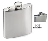 Stainless Steel Hip Flask - Bonus Wine and Spirits Recipes - Water Liquor Alcohol Travel Container - 6 oz - Beverage Bottle