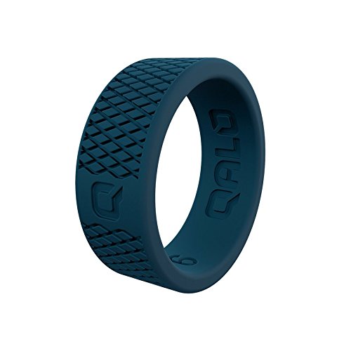 QALO Women's Deep Blue Crosshatch Q2X Silicone Ring, Size 8