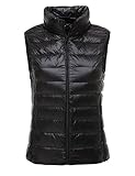 CHERRY CHICK Women's Ultralight Puffer Down Packable Vest With Carry Bag Large Black