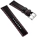 Perforated Sport D-1 Padded Leather Watch Band in Jet Black & Red Stitch 22mm