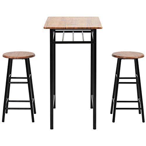 Bartisch-Set 3,Stehtisch mit 2 Barhockern,für 1 Bis 2 Personen, MDF Küchentisch und Küchenstuhl, für Bar Küche… – Bild 4