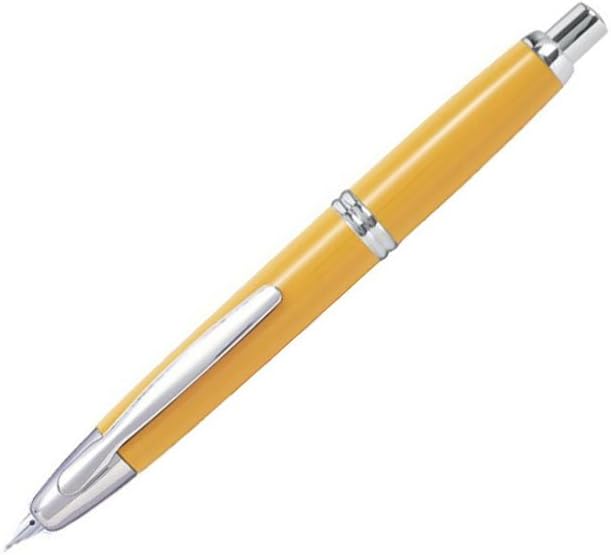 Pilot Capless Medium Retractable Fountain Pen with Rhodium Trim - Yellow