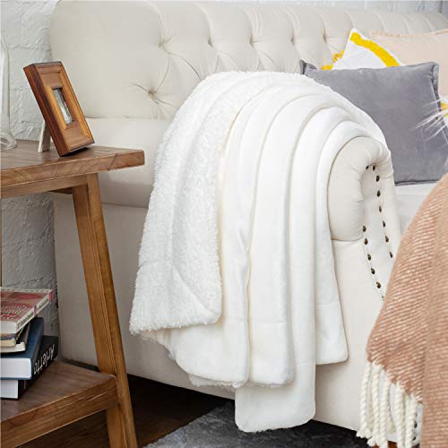 Bedsure Sherpa Fleece Blankets Twin Size White Thick Fuzzy Warm Soft