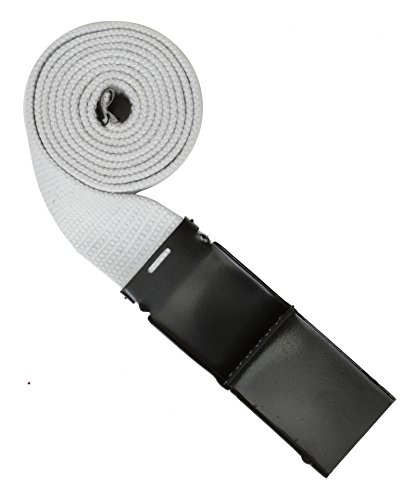 Marshal Wallet Flip-Top Buckle Fabric Belts with Brass Black Buckle (White)