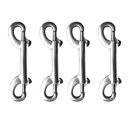 Double End Bolt Snaps Stainless Steel Clip Hook Set for Scuba Diving Pets Keychains Holder Security Set of 4 (Silver,90mm)