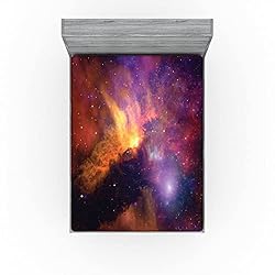 Lunarable Outer Space Fitted Sheet, Space Stars and