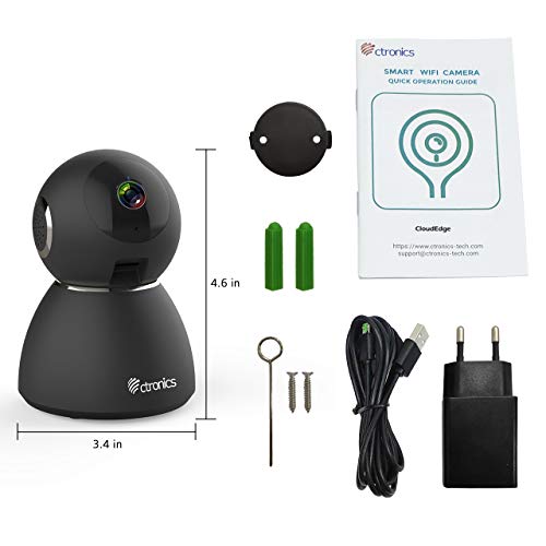 25fps 1080P HDR WiFi Security Camera Indoor, Ctronics IP Security Camera with Upgraded Night Vision, Motion & Sound Detection, Two-Way Audio, 355Â°Angle for Baby, Pet, Home Surveillance