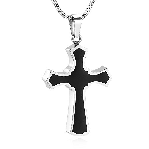 Cremation jewelry black cross urn pendant keepsake memo…