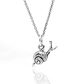 Sterling Silver Tiny Snail Charm Necklace, 18"