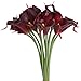 Luyue 20 Pcs Fake Calla Lily Artificial Flowers Bridal Wedding Bouquet Latex Real Touch Flower Home Kitchen Office Decor-Brick Red