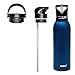 Millenti Sports Travel Vacuum Insulated Bottles - Stainless Steel - Double Walled Simple Metal Canteen Flask- with BPA Free Flip Sport Lid and Straw & Leak Proof Flex Cap - 21 Oz (Aqua) WB0100AQ