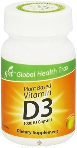 Global Health Trax Vitamin D3 Plant Based 1,000 Iu 60 Caps by Vibrant Nutraceuticals