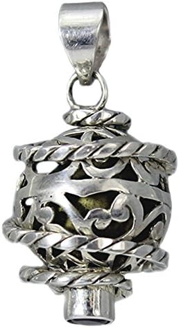 Round Caged Golden Bell Sterling Silver Pendant