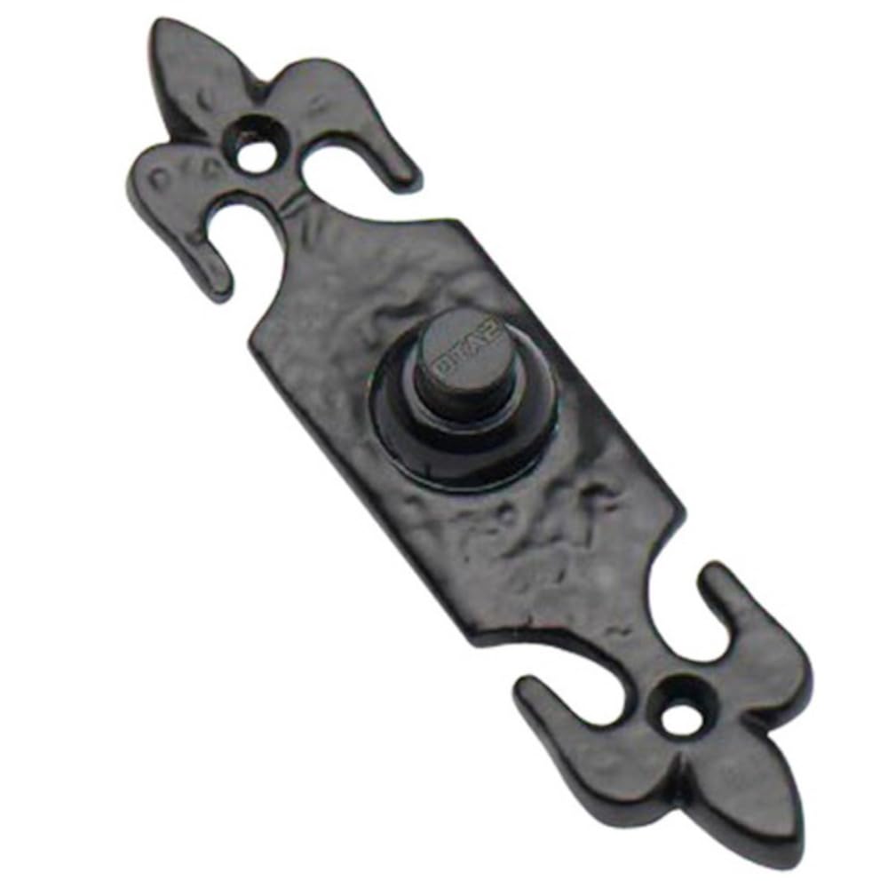 Merriway BH00405 Bell Push Antique Fleur-de-Lys Design, 120 x 30 mm - Black