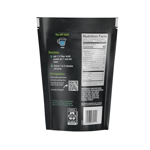 FRONTIER CO-OP VEGETARIAN BROTH POWDER, 6.98 OZ – SAVORY BLEND FOR SOUPS, CASSEROLES, AND CURRIES