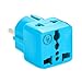 European Plug Adapter by Yubi Power 2 in 1 Universal Travel Adapter with 2 Universal Outlets - 2 Pack - Blue - Shucko Type E / F for France, Germany, Spain, Sweden, Turkey, Ukraine and More!