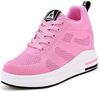 LILY999 Womens Ladies Hidden Wedges Heel 8 cm Lace Up Trainers High Top Sneakers