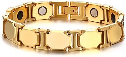 Mens Jewelry Tungsten Healthy Theraphy Healing Germanium Magnetic Gold Bracelet, Free Link Removal Kit