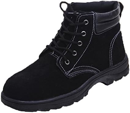 Cold Weather Leather Work Shoes, Non-Slip Anti-Puncture Impact-Reducing Safety Boots, Winter, Gardening, Construction, Welding, Outdoor Climbing, Heavy Duty, Protect Feet.(Black)