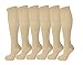 6 Pairs of Upgraded Knee High Graduated Compression Socks (L/XL, Nude)