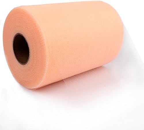OneD 6 Inch x 100 Yards (300FT) Tulle Roll Spool Tutu Skirt Fabric Wedding Party Gift Bow Craft (Peach)