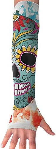 Colorful Floral Sugar Skull Unisex Protection Hand Cover Arm Sleeves Cool Cover Sun For Outdoor Activities 1 Pair