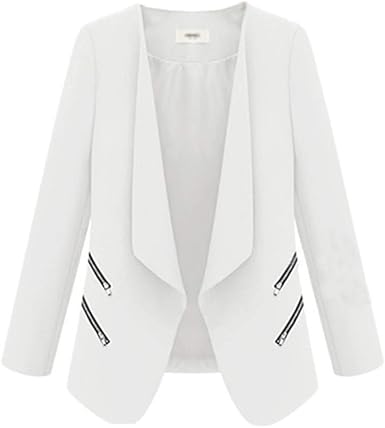 Femme Veste De Tailleur Blazers Slim Manches Longues Gilet Hauts Costume Pour Col Blanc Amazon Fr Vetements Et Accessoires