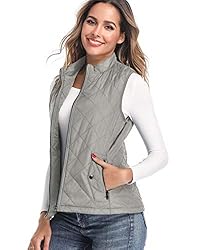 LONGKING Gray Women's Vest, Stand Collar