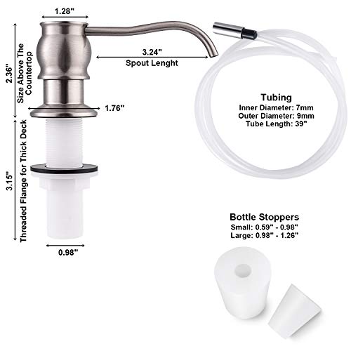 Samodra Sink Soap/Lotion Dispenser and Extension Tube Kit, Brass Pump Brushed Nickel Finish Built in Design with 39" Extension Tube Directly to Soap Bottle, No More Messy Refills(No Bottle)