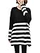 Allegra K Women's Stripes Round Neck Spring Tunic Knit Shirt L Black White