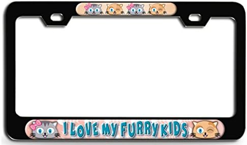 Lovable Petz - I LOVE MY FURRY KIDS Bl Steel License Plate Frame - Tag Holder 3D Design