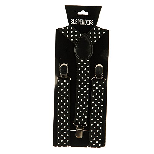 Kid's Polka Dot Suspenders - Black OSFM
