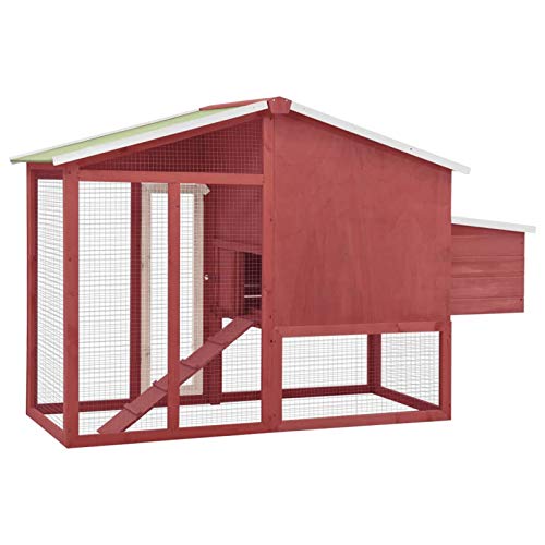 Tidyard Holz-Hühnerstall Nistkasten Hühnerhaus Hühnervoliere,Hühnerkäfig 191 x 67 x 117 cm aus massivem Tannenholz Mit Kippdach,rutschsicheren Rampe für den leichteren Zugang zum Obergeschoss – Bild 7