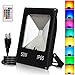 T-SUN 50W RGB Flood Lights, Outdoor Color Changing Waterproof LED Security Light, RGB Spotlight with Remote Control & US Plug for Garden, Yard, Warehouse, Sidewalk, Garage (50W)