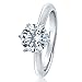 Sterling Silver Round 1.5ct CZ 6 prong Classic Solitaire Wedding Engagement Ring 7.5MM (Size 5 to 10)