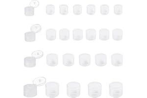 GORGECRAFT 32Pcs 4 Sizes Flip Top Dispensing Cap Clear Replacement Bottles Emptying Caps Reusable Plastic Leak-Proof Snap Top