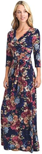 Vanilla Bay Sleeve Wrap Maxi Dress (Large, Deep Blue)