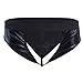 YiZYiF Men's Metallic Underwear Front Open G-String With 7 Ball Lifter Rings Trunk Shorts Black Medium