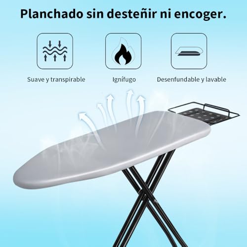 JESWO Burro de Planchar Plegable, 47.2×12.4 Pulgadas Tabla de Planchar, Burro de Planchar Grande Altura Ajustable, Burro de Planchar Closet con Soporte para Tabla de Planchar para Uso Familiar