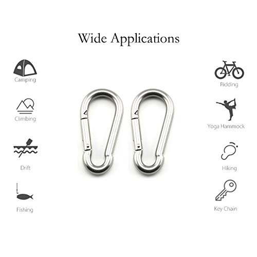 Lind Kitchen 2-Pack M6 Ceiling & Wall Mount Hanging Hardware Fitting Set 304 Stainless Steel Heavy Duty Oval Pad Eye Hook Plate + Snap Hook for Yoga Hammock Swing Marine Boat Accessories