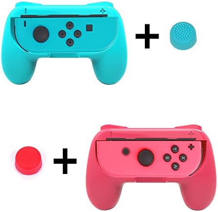 Nintendo Switch Joy-Con Grip Kits Handle Wear-resistant Joy-con Grips Handles for Nintendo Switch Free Two Black Thumb Cups (Blue&amp;Red)