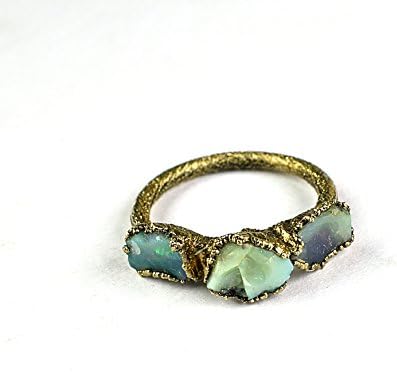 1 PC Natural Fire Raw Opal Ring Brass Electroformed Ring, Gemstone Ring, Rings For Woman GFS2009
