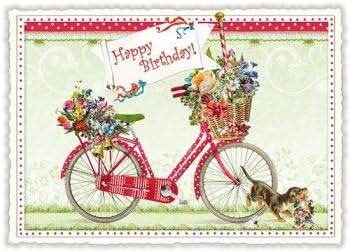 Edition Tausendschon Cartolina Di Buon Compleanno Con Scritta In Lingua Inglese Happy Birthday Raffigurazione Di Un Cane E Una Bicicletta Amazon It Cancelleria E Prodotti Per Ufficio