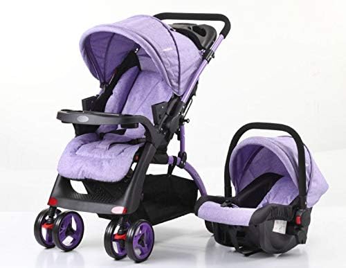 purple stroller with car seat