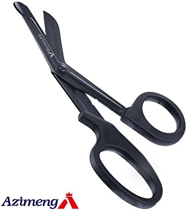 Trauma Shears,Multipurpose Trauma Shears,Cutting Bandages,Carabiner-Shears, 7 1/2 Inch Black Titanium Azimeng ,1Pack.