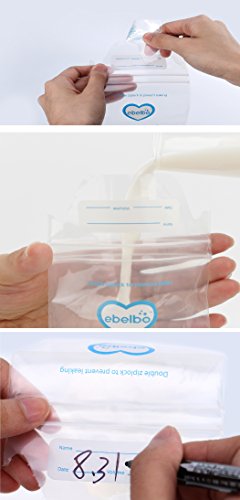 EBELBO 3.5/6.8/8.5/10.2 Oz Breastmilk Storage Bags Breastfeeding Breast Milk Bag BPA Free Pre-sterilized Freezer Safe Leak Proof Self-standing with Accurate Measurements 30 Count, 10.2oz/300ml - Thumbnail 2