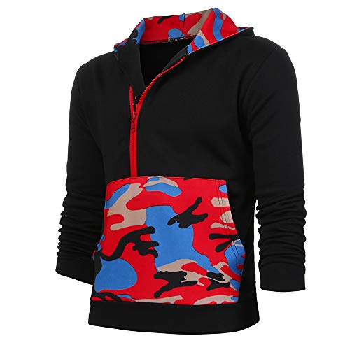 image for Realdo Men's Slim Fit Hoodie, Mens Camouflage Print Sweatshirt Long Sl