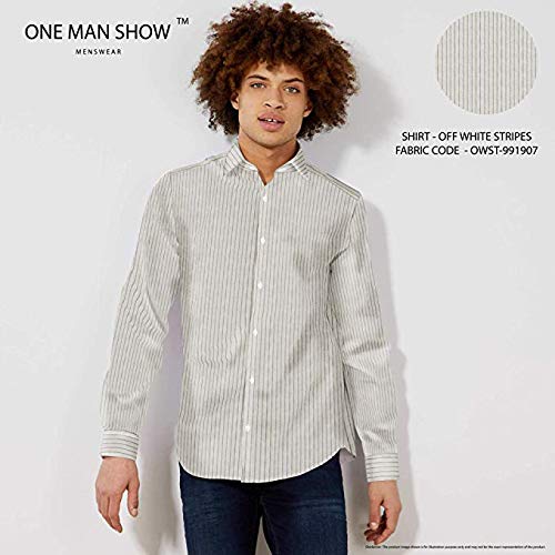 Buy One Man Show Oms Off White Stripe Linen Shirt Fabric 1 6mtr