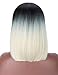 Kalyss Bob Short Hair Wig for Women Heat Resistant Yaki Synthetic Hair Brown Women's Wig With Hair Bangs (ombre mix blonde)